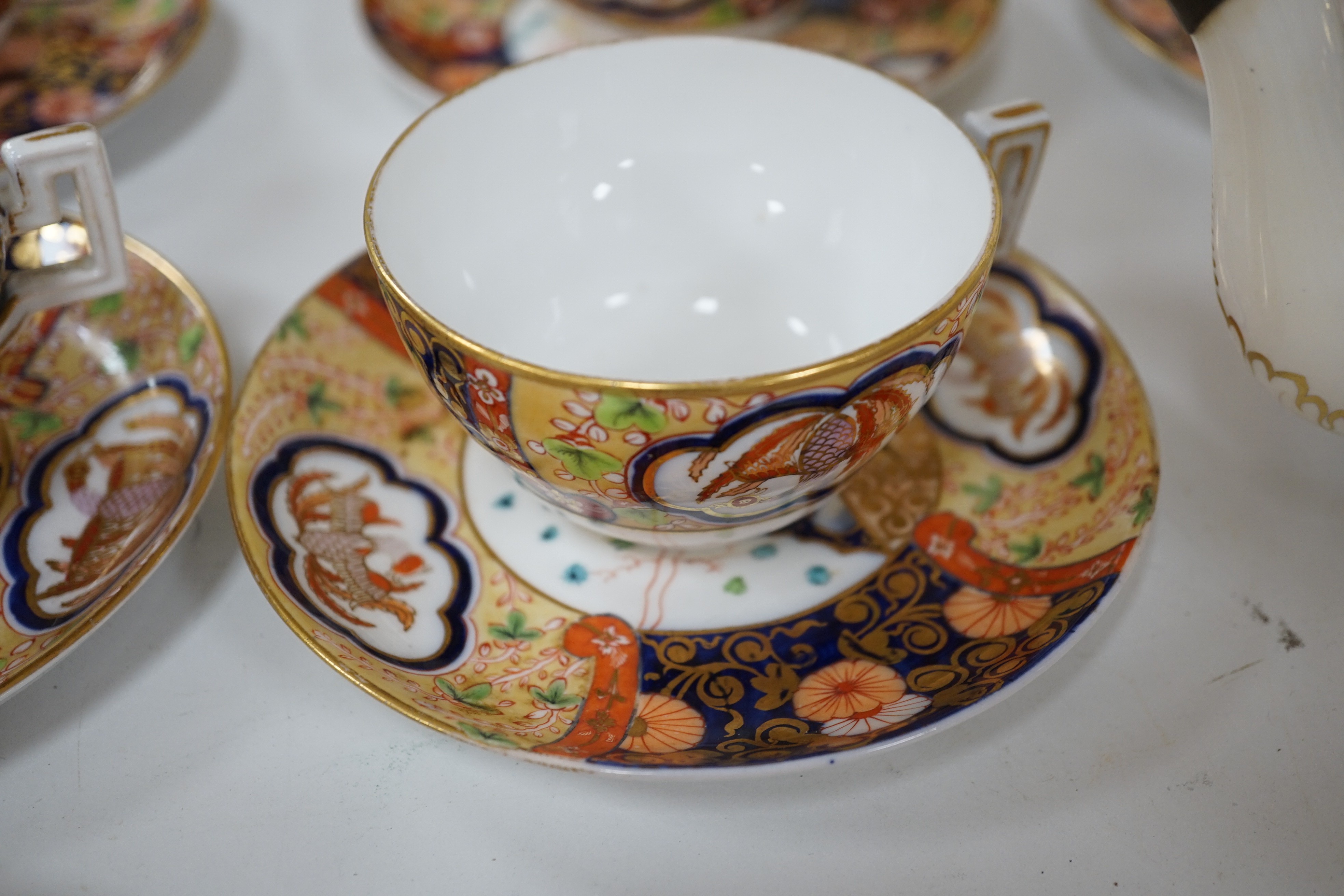 A Copeland Imari ho-ho bird pattern tea set